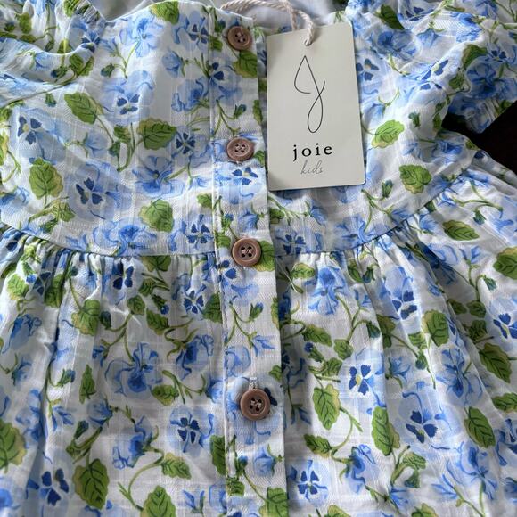 Joie Girls 2T Dress Layered Flowy Button Down Floral Blue Green Summer - Picture 9 of 10